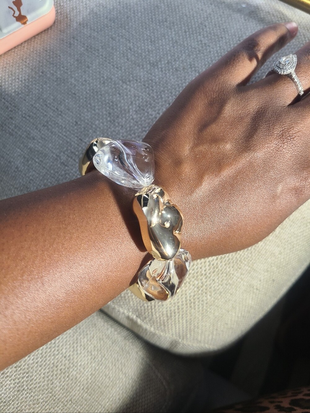 Gold and Clear Bead Stretch Bracelet  | NWOT